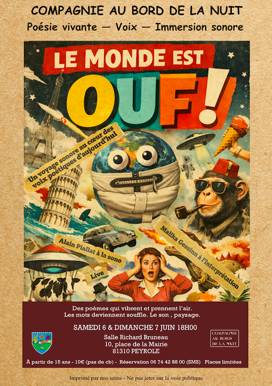 Affiche : La compagnie au bord de la nuit vous propose une poésie vivante et une immersion sonore